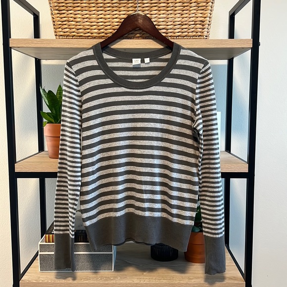 Cotton Stripe Crew Spring Sweater Small 